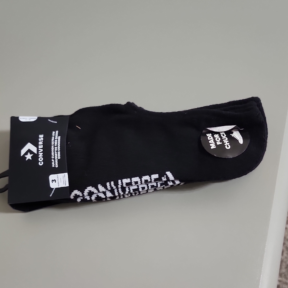 Converse Black Low-Cut Women's No-Show Socks with White Logo
